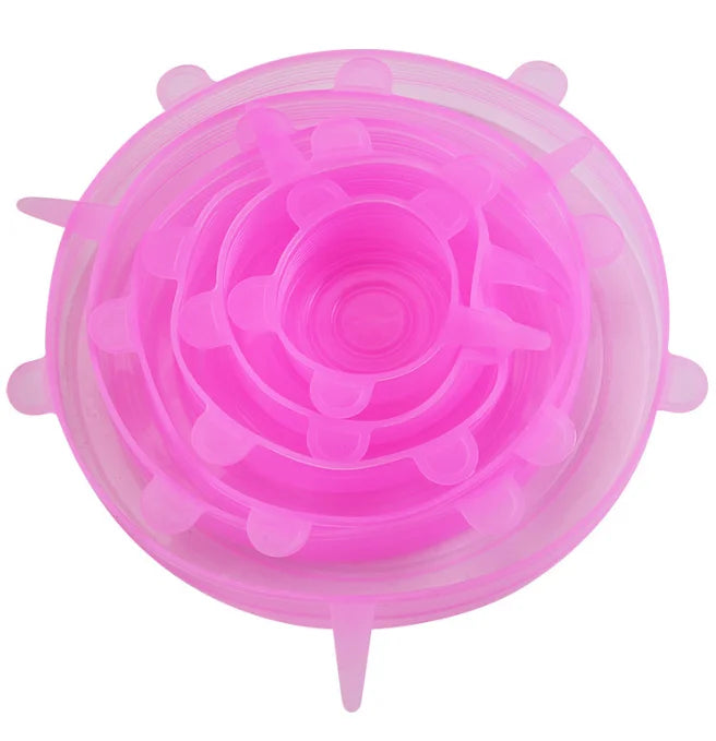 6PCS New Reusable Fresh-keeping Cover Kitchen Gadgets Non-slip Silicone Lids Stretch Bowl Cap