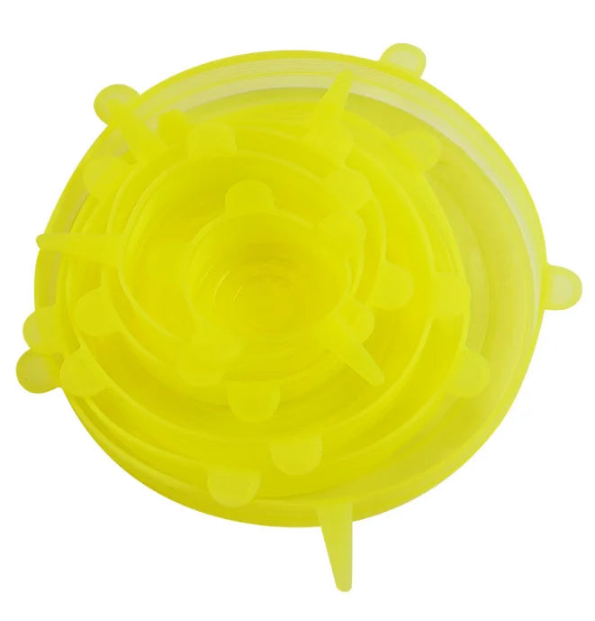 6PCS New Reusable Fresh-keeping Cover Kitchen Gadgets Non-slip Silicone Lids Stretch Bowl Cap