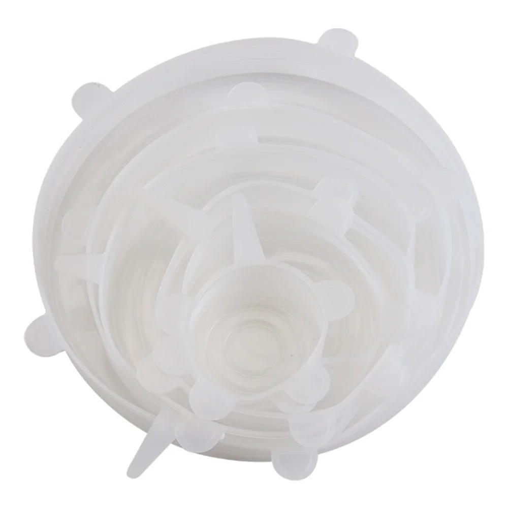 6PCS New Reusable Fresh-keeping Cover Kitchen Gadgets Non-slip Silicone Lids Stretch Bowl Cap