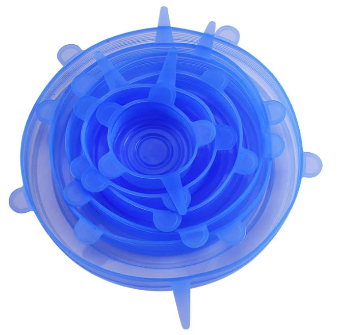 6PCS New Reusable Fresh-keeping Cover Kitchen Gadgets Non-slip Silicone Lids Stretch Bowl Cap